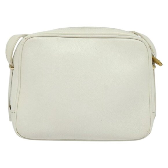 SAINT LAURENT Shoulder Bag Leather White Gold Auth BA4681 - Picture 3 of 16